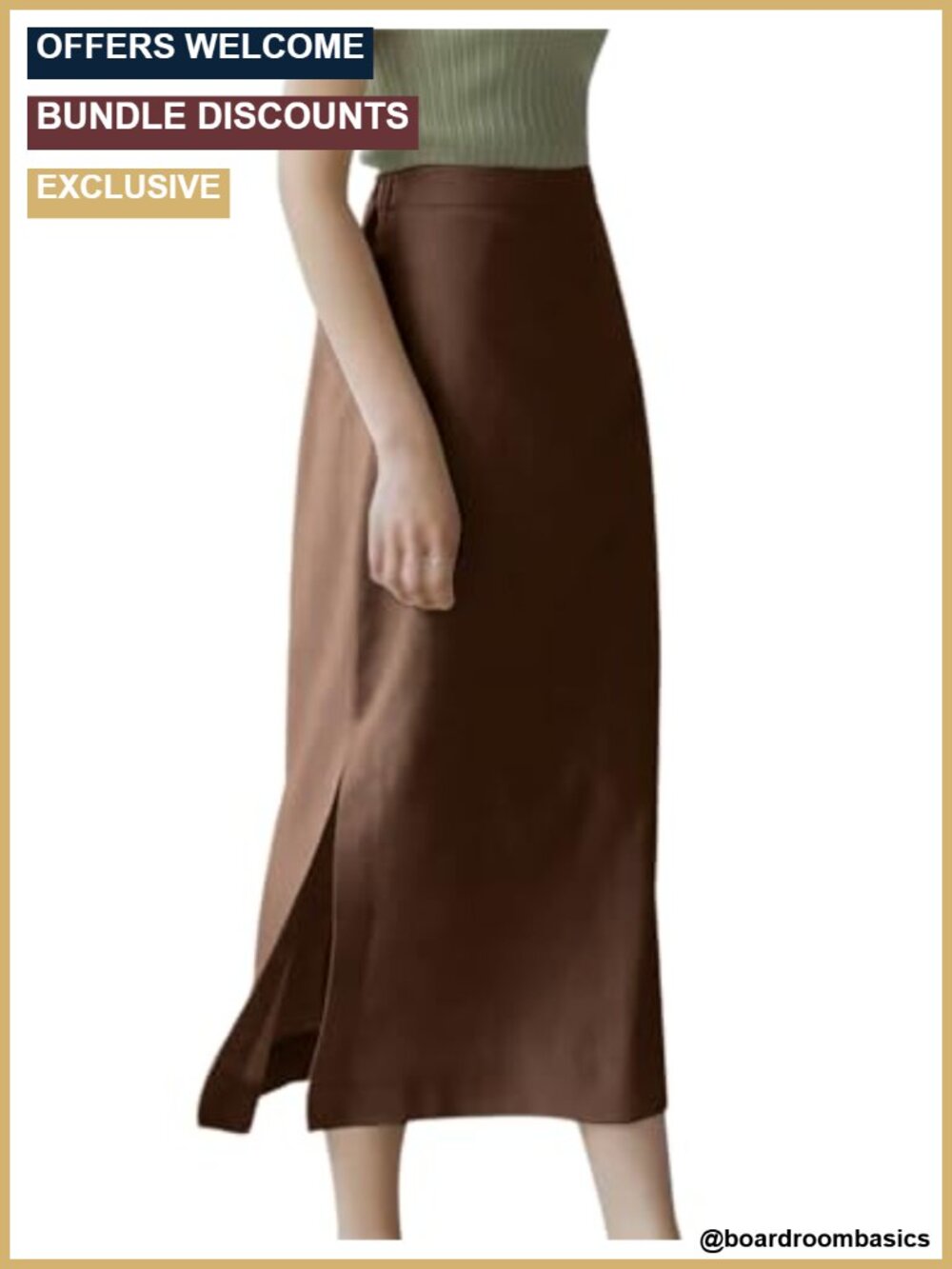 Womens High Waisted Straight Cotton Linen Long Skirt with Slit Midi
